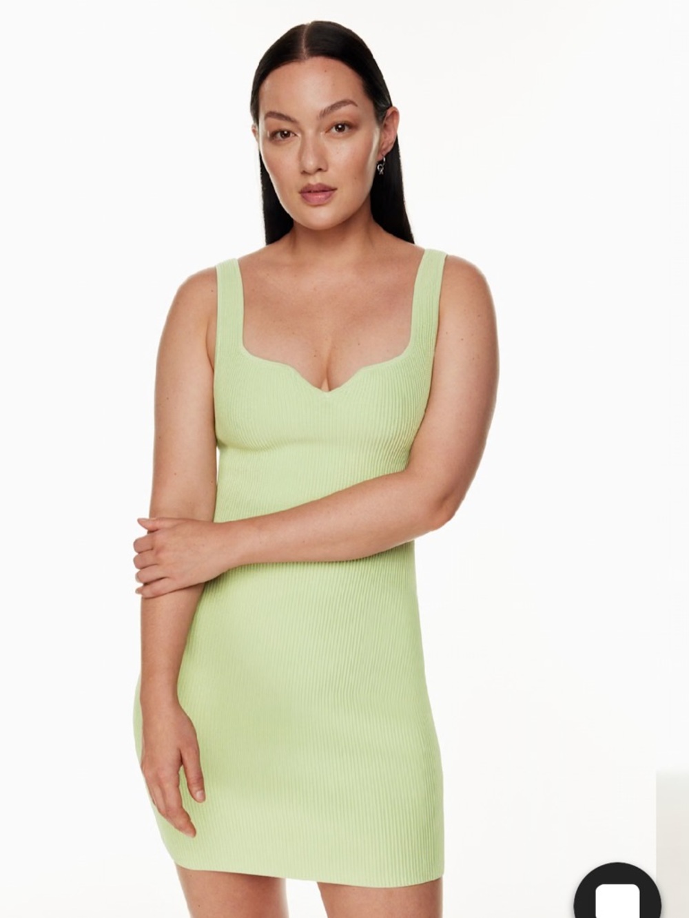 Aritzia Babaton Sculpt Knit Notch Mini Dress in Pastel Green XS